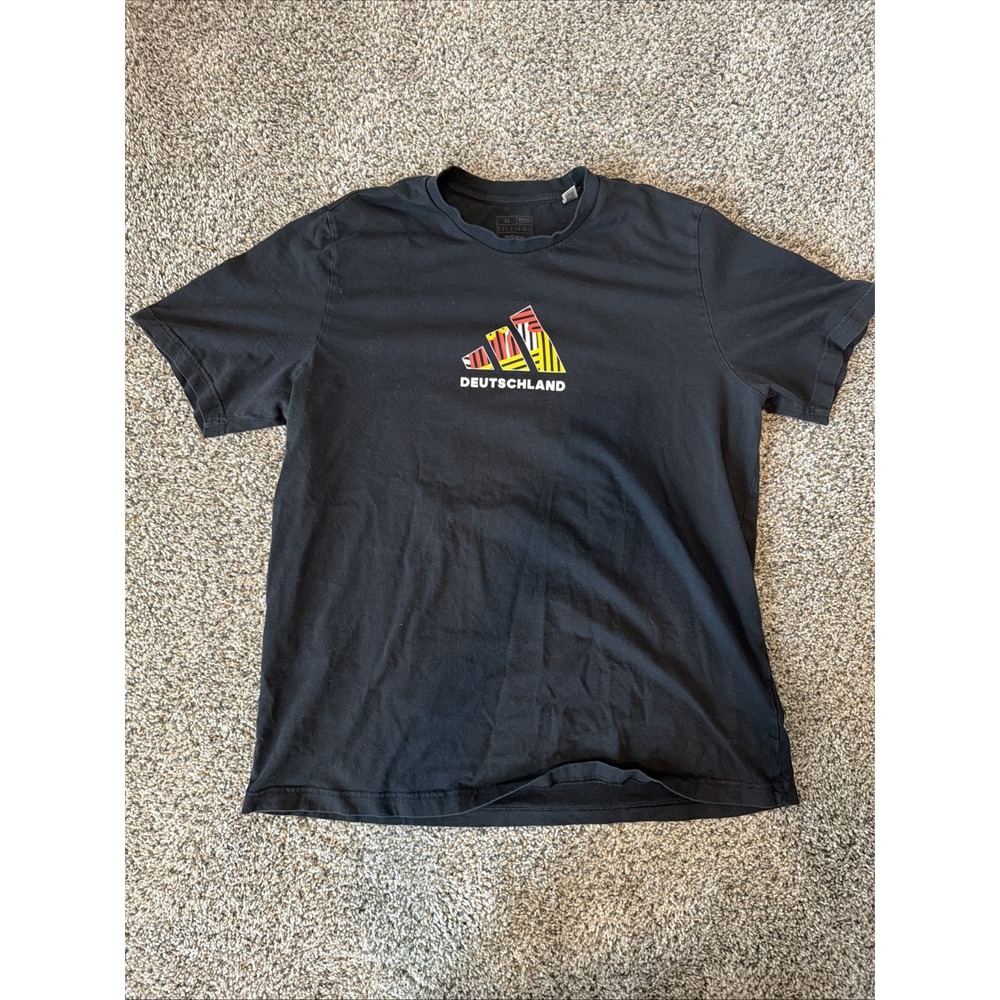 XL ADIDAS Black Men's DEUTSCHER BUND Germany Soccer 2 Sided Graphic Shirt